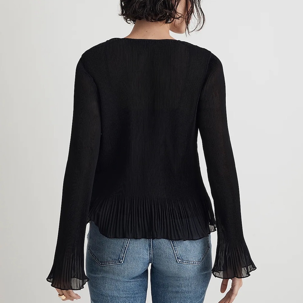 NEW / madewell Pleated Flare-Sleeve Top - Picture 3 of 7